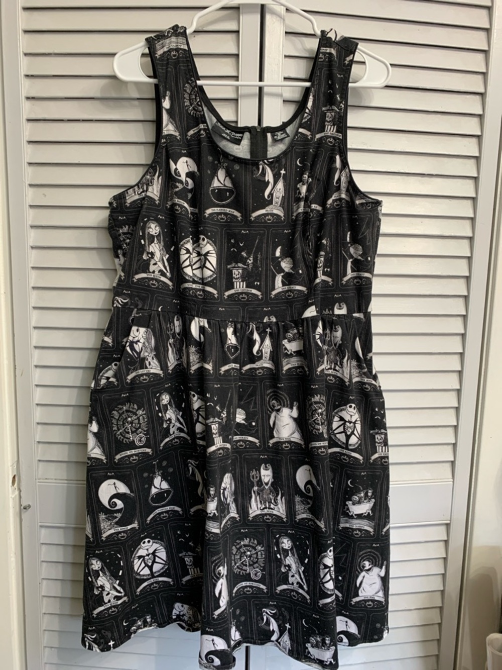 Loungefly Black & White Tarot Graphic Fit-and-Flare Mini Dress sz 1X